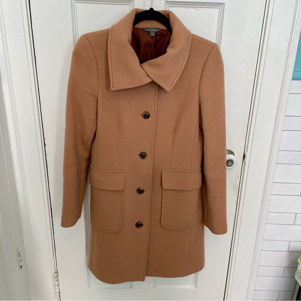 LL Bean wool camel overcoat